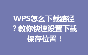 WPS怎么下载路径?教你快速设置下载保存位置!