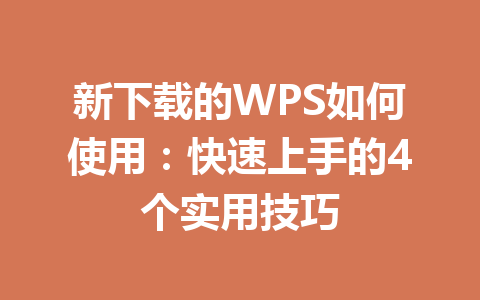 新下载的WPS如何使用：快速上手的4个实用技巧 一