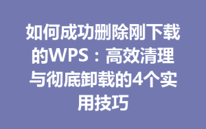 如何成功删除刚下载的WPS:高效清理与彻底卸载的4个实用技巧