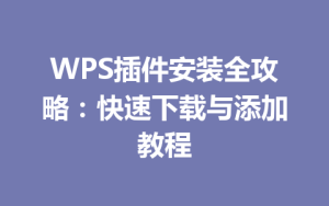 WPS插件安装全攻略：快速下载与添加教程