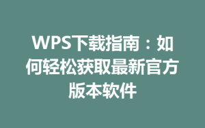 WPS下载指南：如何轻松获取最新官方版本软件