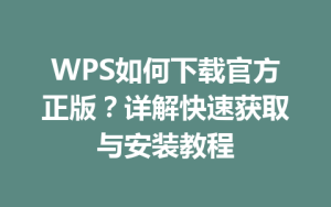 WPS如何下载官方正版?详解快速获取与安装教程
