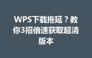 WPS下载拖延?教你3招倍速获取超清版本
