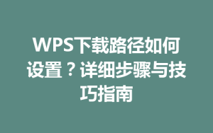 WPS下载路径如何设置？详细步骤与技巧指南