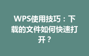 WPS使用技巧：下载的文件如何快速打开？