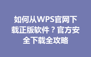 如何从WPS官网下载正版软件?官方安全下载全攻略