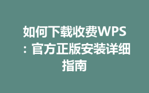 如何下载收费WPS:官方正版安装详细指南