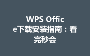 WPS Office下载安装指南:看完秒会