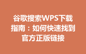 谷歌搜索WPS下载指南:如何快速找到官方正版链接