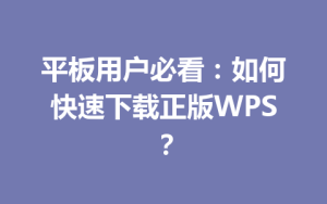 平板用户必看：如何快速下载正版WPS？