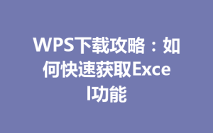 WPS下载攻略:如何快速获取Excel功能