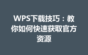 WPS下载技巧：教你如何快速获取官方资源