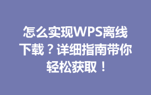 怎么实现WPS离线下载?详细指南带你轻松获取!