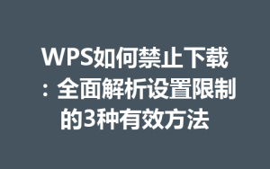 WPS如何禁止下载：全面解析设置限制的3种有效方法