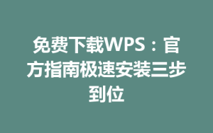 免费下载WPS：官方指南极速安装三步到位
