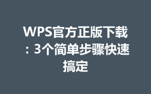 WPS官方正版下载：3个简单步骤快速搞定
