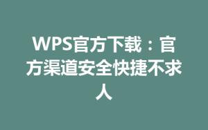 WPS官方下载:官方渠道安全快捷不求人
