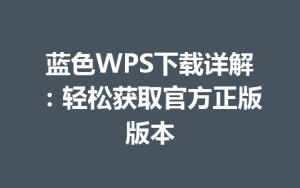 蓝色WPS下载详解：轻松获取官方正版版本