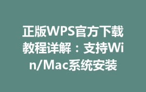正版WPS官方下载教程详解:支持Win/Mac系统安装