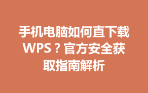 手机电脑如何直下载WPS?官方安全获取指南解析