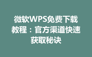 微软WPS免费下载教程：官方渠道快速获取秘诀