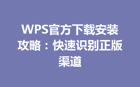 WPS官方下载安装攻略：快速识别正版渠道 一