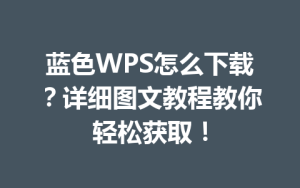 蓝色WPS怎么下载?详细图文教程教你轻松获取!