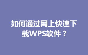 如何通过网上快速下载WPS软件?