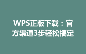 WPS正版下载:官方渠道3步轻松搞定